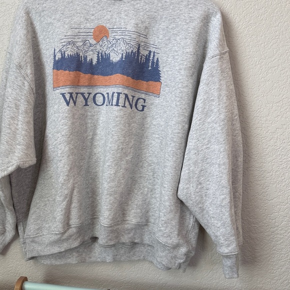 American Eagle Outfitters Graphic Mock Neck Sweater Gray Wyoming size Medium - Picture 5 of 12